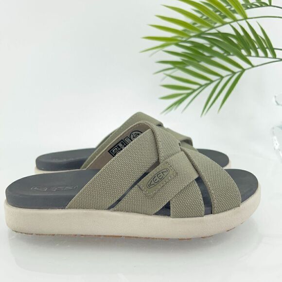 KEEN Women's Size 5 Elle Comfort Slip On Slide Sandals Green Criss Cross Shoes - Picture 3 of 11